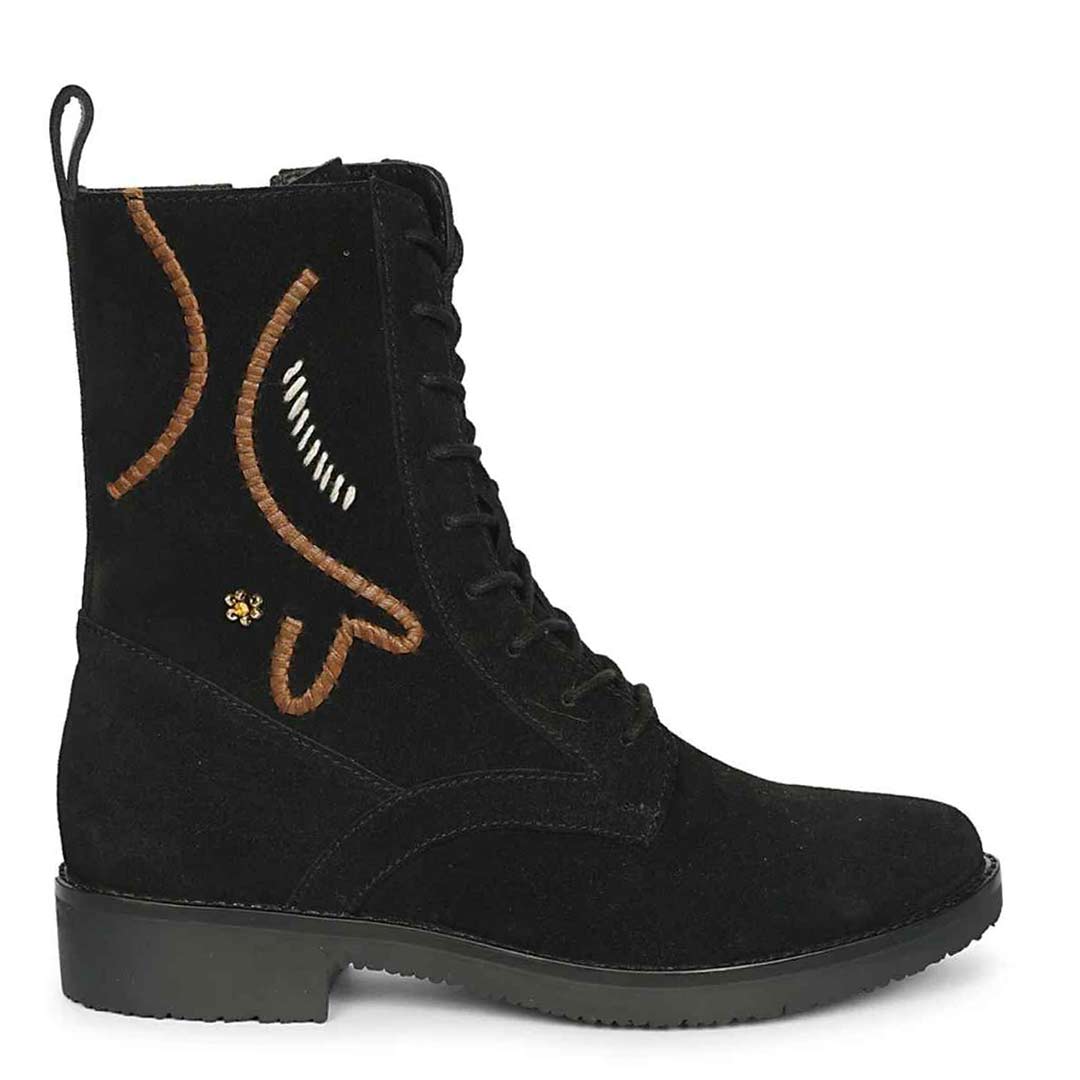 Siena Black Suede Leather Ankle Boots