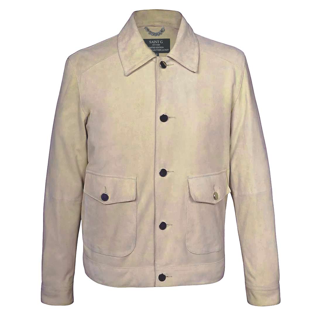 Saint Boris Off White Leather Men's Jacket With Collars