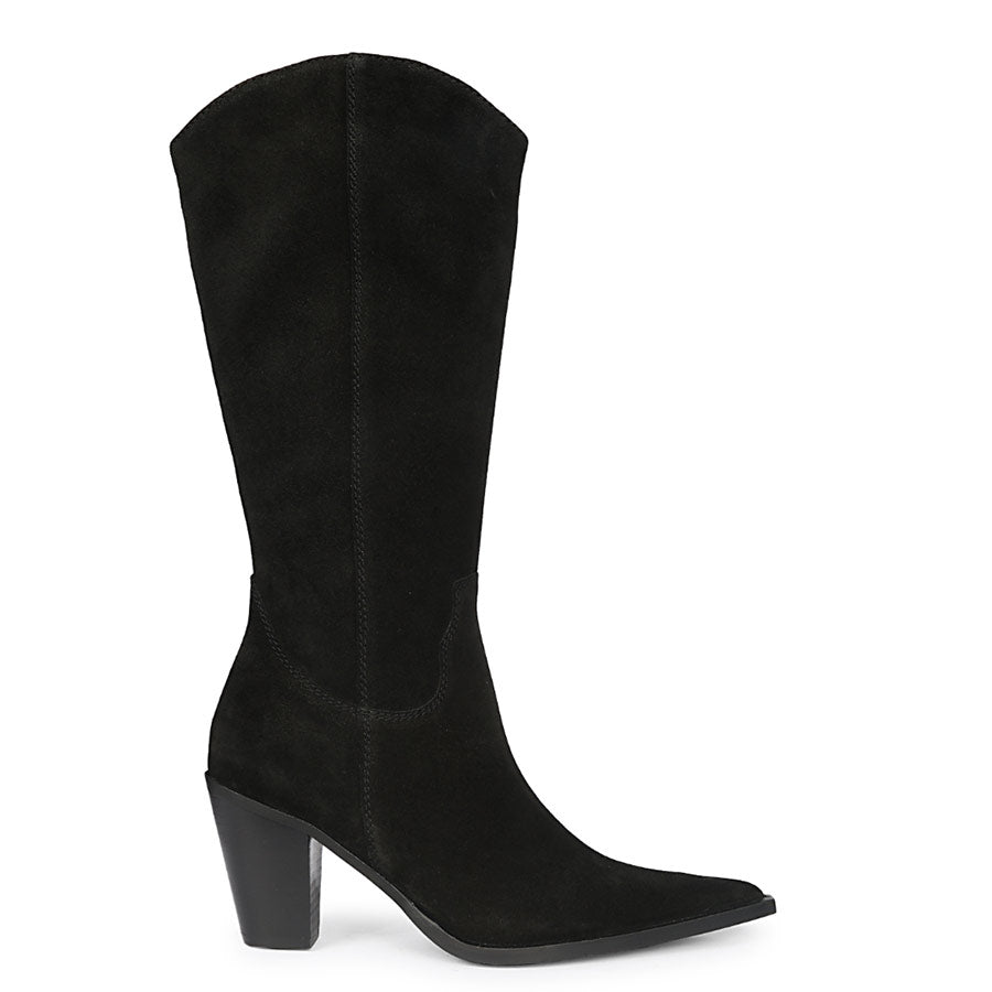 Saint Prune Black Suede High shaft Cowboy Boots