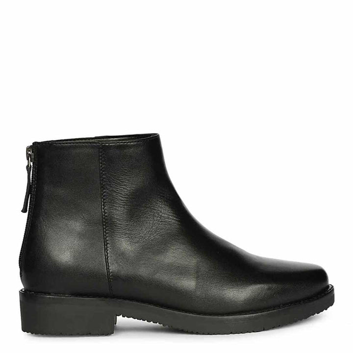 Livia Black Leather Ankle Boots