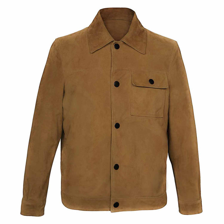 Saint Piero Sand Suede Leather Men's Jacket With Collars