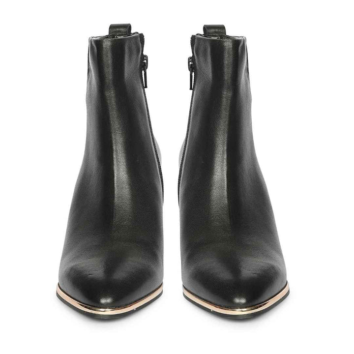 Saint Maelis Black Leather Wedge heel Ankle boots