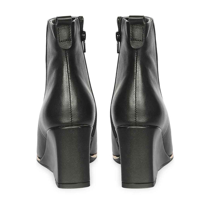 Saint Maelis Black Leather Wedge heel Ankle boots