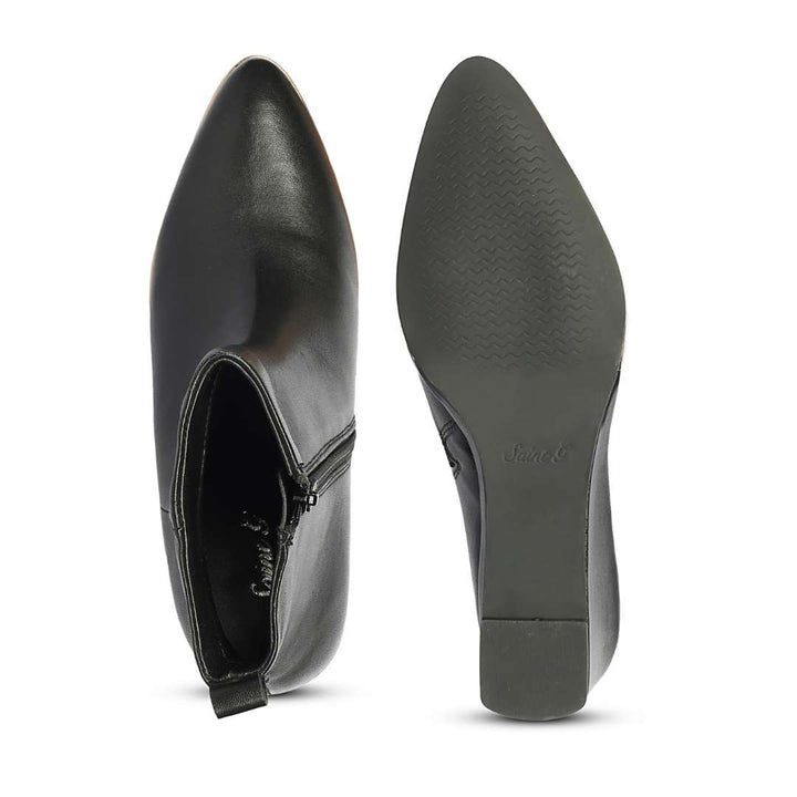 Saint Maelis Black Leather Wedge heel Ankle boots