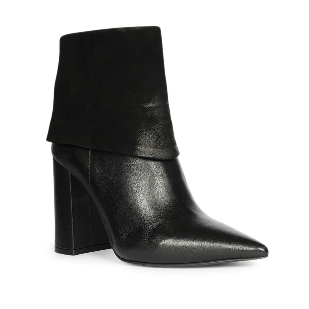 Saint Quorra Black Leather Fold-Over Ankle Boots