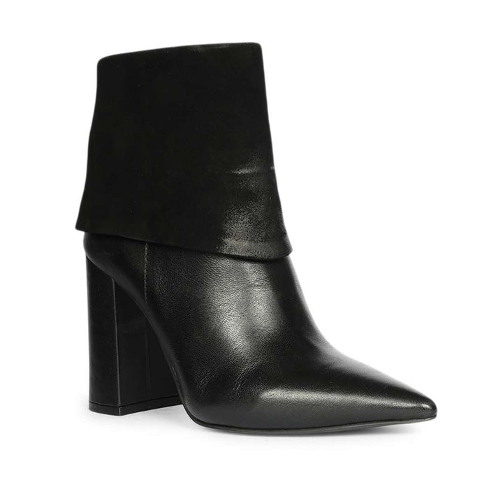 Saint Quorra Black Leather Fold-Over Ankle Boots