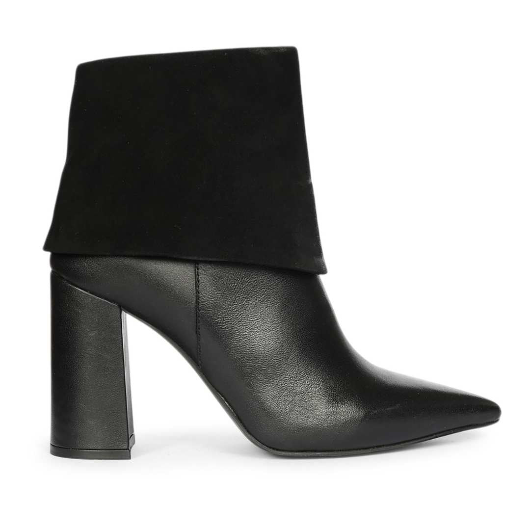 Saint Quorra Black Leather Fold-Over Ankle Boots