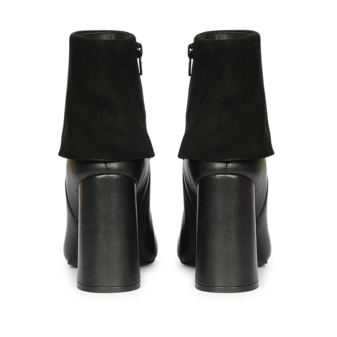 Saint Quorra Black Leather Fold-Over Ankle Boots