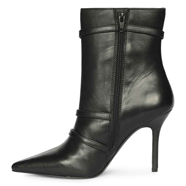 Saint Hesper Black Leather Buckle Straps High Ankle Boots