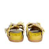 SaintG Womens Yellow Woven Leather Sandals.