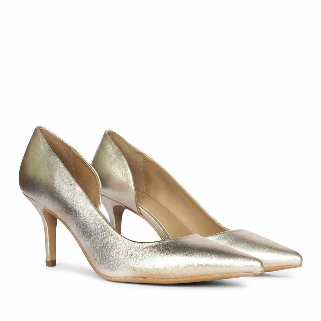 Saint Layla Metallic Gold Leather Pumps