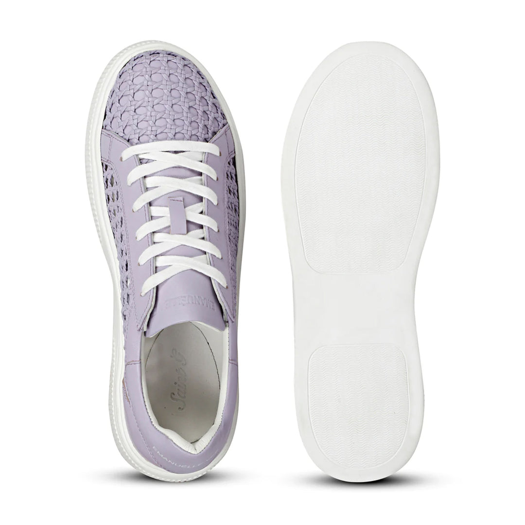 Saint Zoey Womens Purple Woven Leather Sneakers