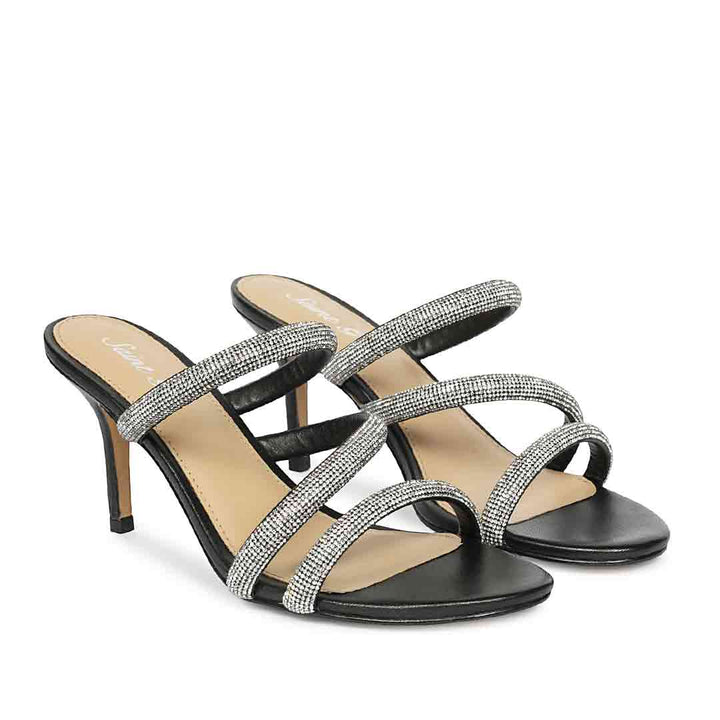 Silver Crystal Cord Stilettos for Women