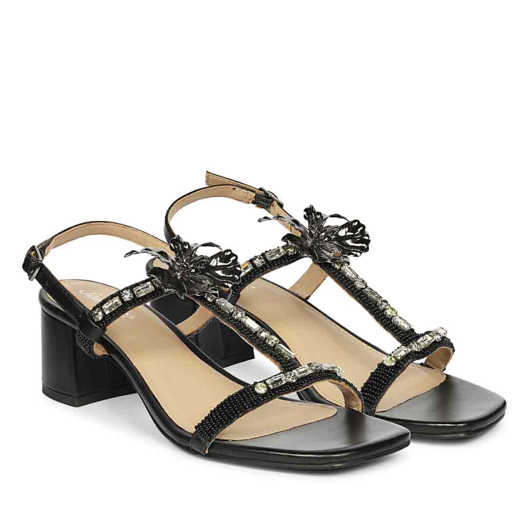 Saint Black Leather Block Heel