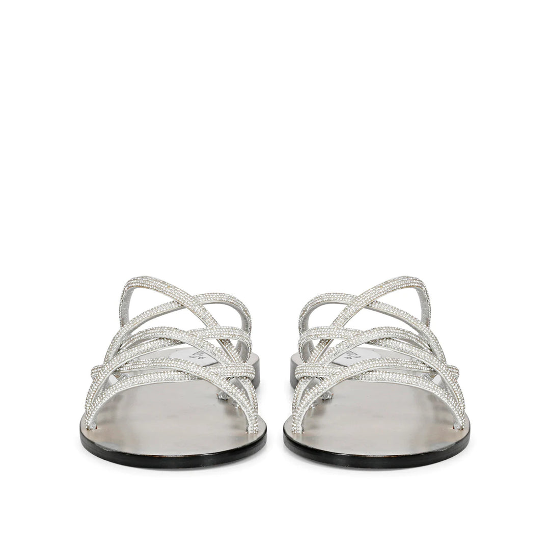 SaintG Womens Silver Leather Sandals