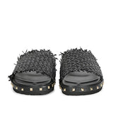 SaintG Womens Black Leather Sandals.