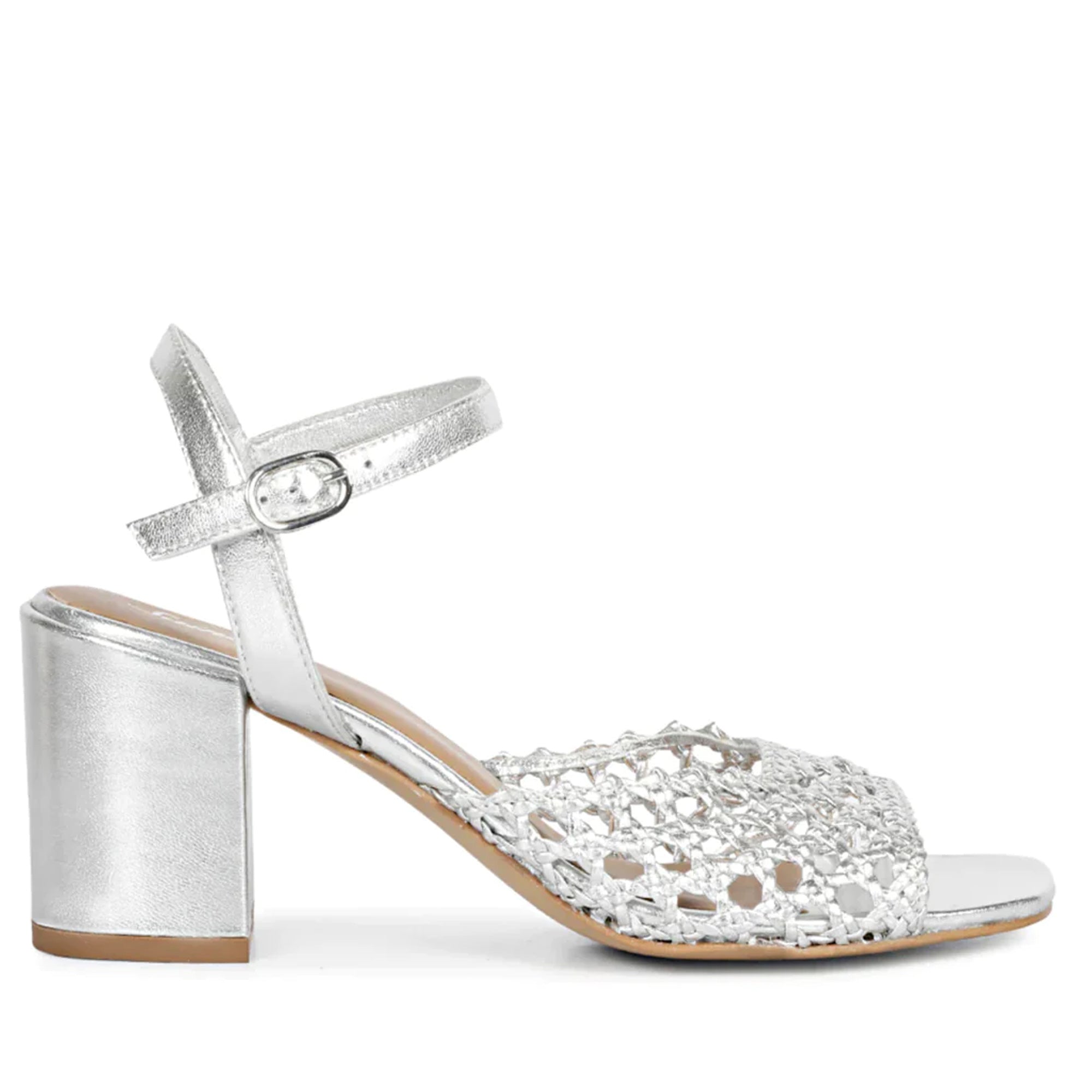 Amazon.com | Dollskiss Women's Square Toe Block Heels Mule Glitter Two  Strip Slip on Slippers Slide Sandals Silver Size 5 | Slides