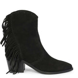 Saint Manon Black Suede Leather Fringe Ankle Boots