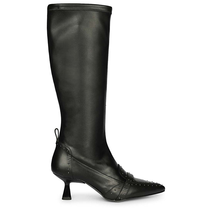 Saint Meribel Studded Black Stretch Napa Long Boots