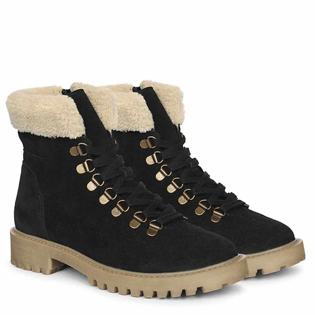 Isola Black Suede Leather Ankle Boots