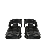 SaintG Womens Black Leather Strappy Sandals