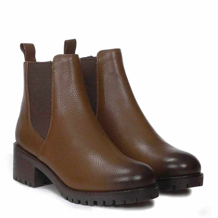 Saint Sophia Tan Leather Ankle Boots