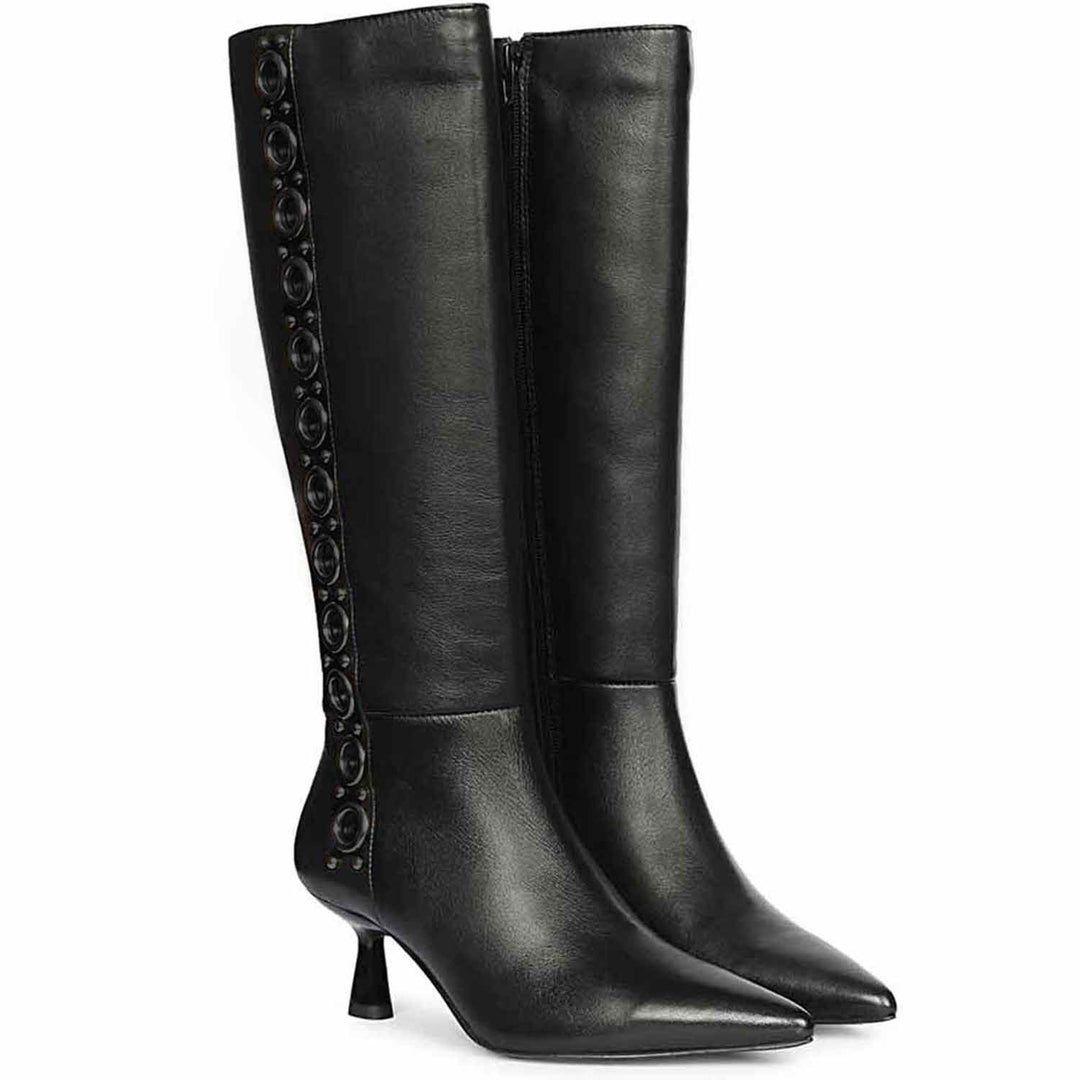 Saint Sadie Black Metal Muse Black Leather Tall Boots