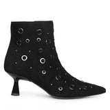 Saint Orla Black Suede Leather Eyelet Ankle Boots