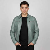 Saint Benjo Turquoise Leather Men's Jacket