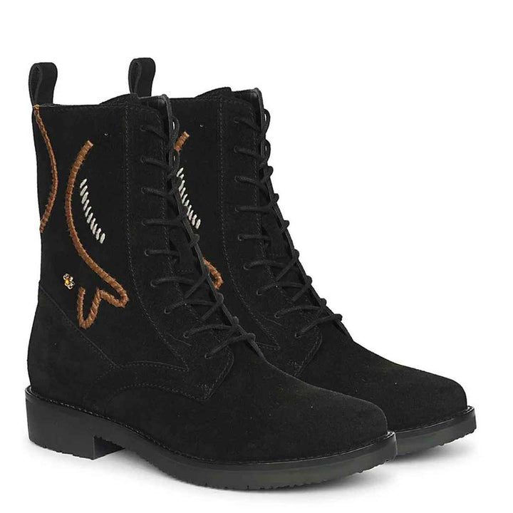 Siena Black Suede Leather Ankle Boots