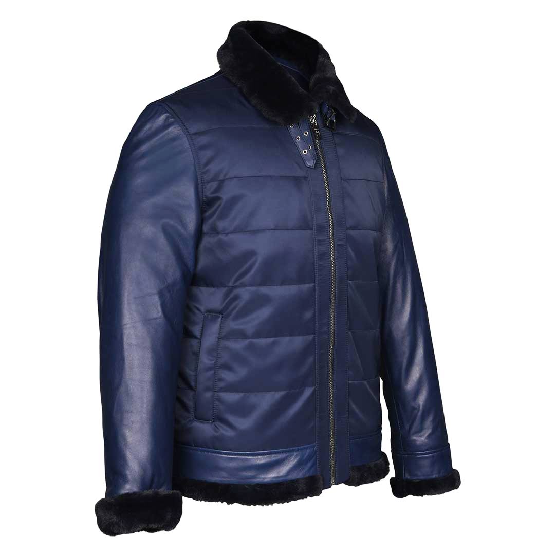 Saint Denis Blue Leather Men's Jackets