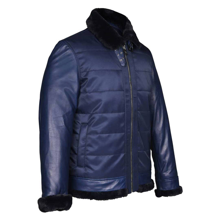 Saint Denis Blue Leather Men's Jackets