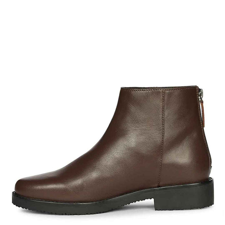 Livia Dark Brown Leather Ankle Boots