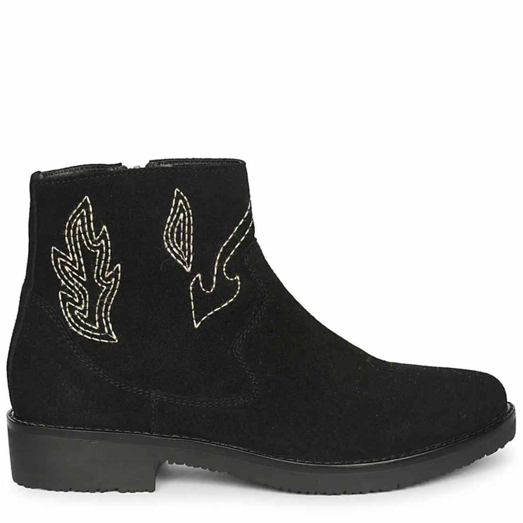 Alessa Black Suede Leather Ankle Boots
