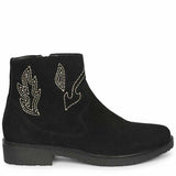 Alessa Black Suede Leather Ankle Boots