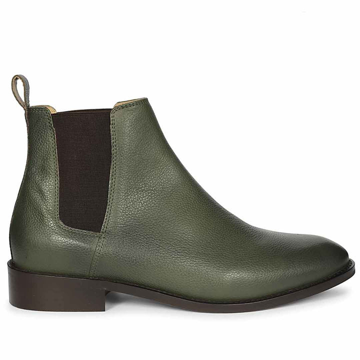 Saint Andrés Green Leather Chelsea Boots