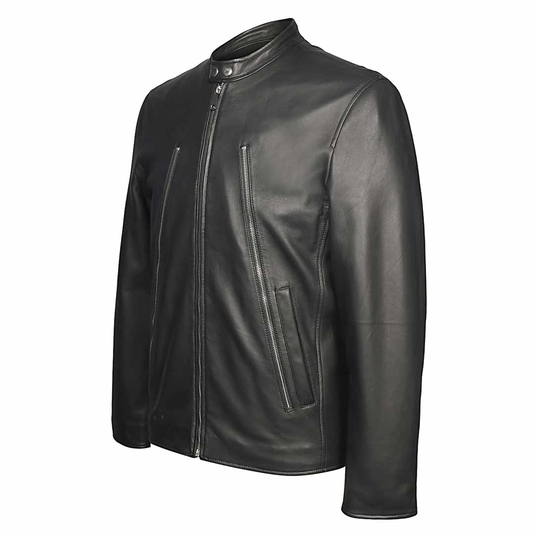 Saint Zachary Black Leather Men's Cafe Racer Jacket – SaintG India