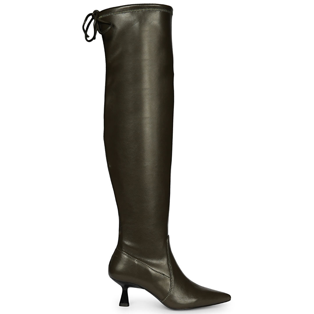 Saint Primrose Olive Stretch Napa Above The Knee Boots