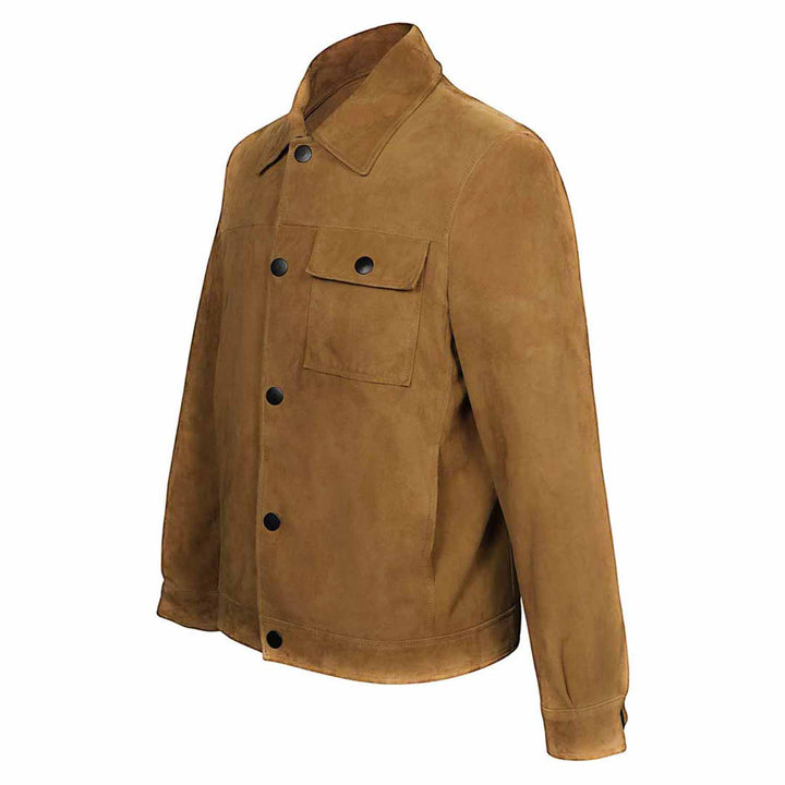 Saint Piero Sand Suede Leather Men's Jacket With Collars