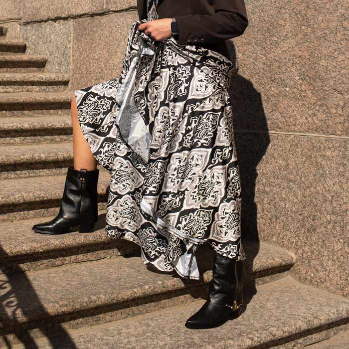 Saint Malone Fold Over Black Leather Mid Calf Boots