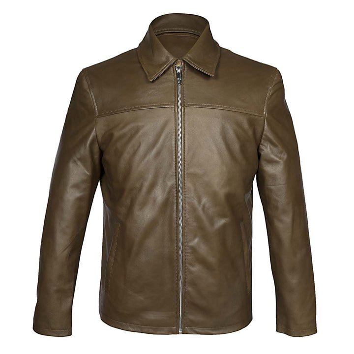 Saint Jory Olive Leather Men's Jacket