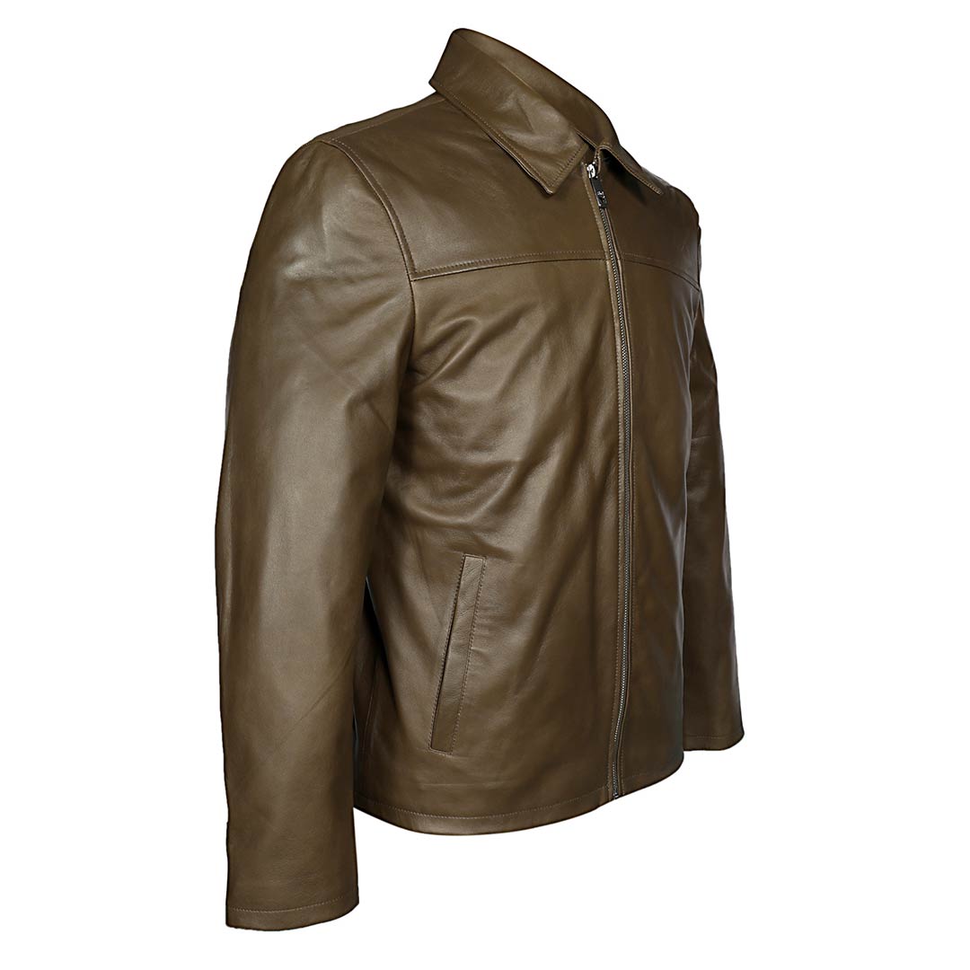 Saint Jory Olive Leather Men's Jacket