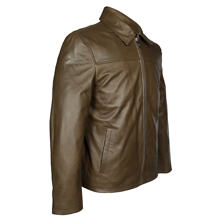 Saint Jory Olive Leather Men's Jacket