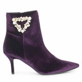 Saint Amoura Triangular Crystal Purple Velvet Ankle Boots