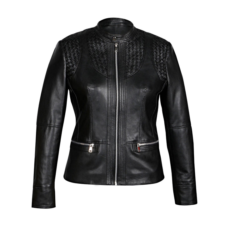 Saint Kinsley Women's Black Leather Cafe Racer Jacket - Stylish and chic outerwear for a bold fashion statement