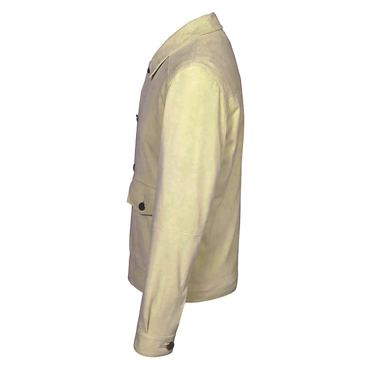 Saint Boris Off White Leather Men's Jacket With Collars