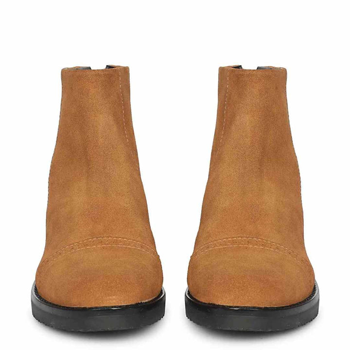 Giada Tan Suede Ankle Boots