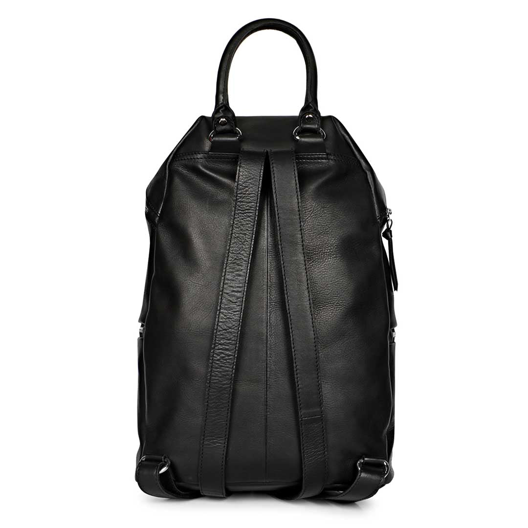 Favore Black Leather Oversized Structured Backpacks