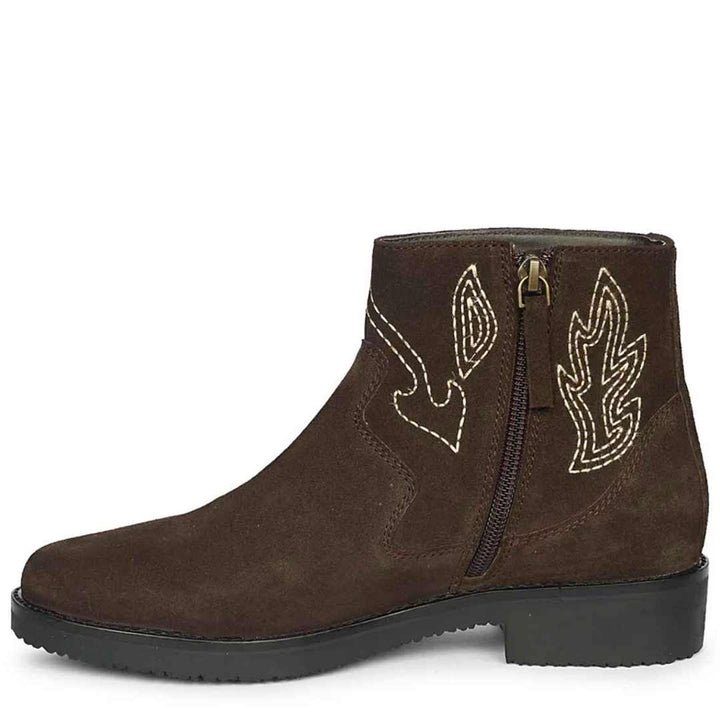 Alessa Dark Brown Suede Leather Ankle Boots