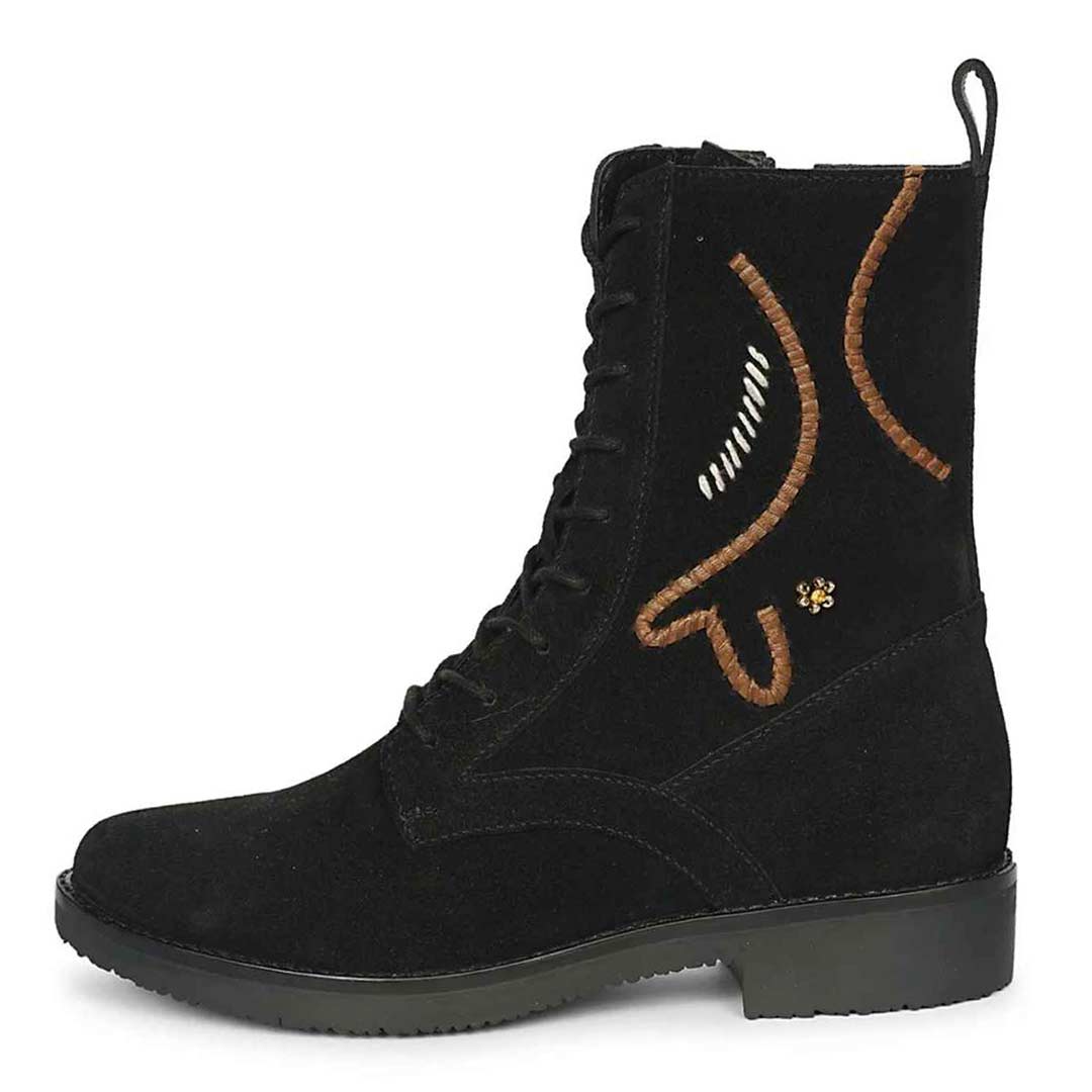 Siena Black Suede Leather Ankle Boots